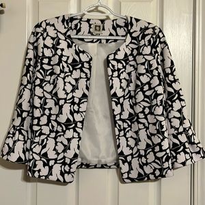 Jacket, Anne Klein, black and white print, small